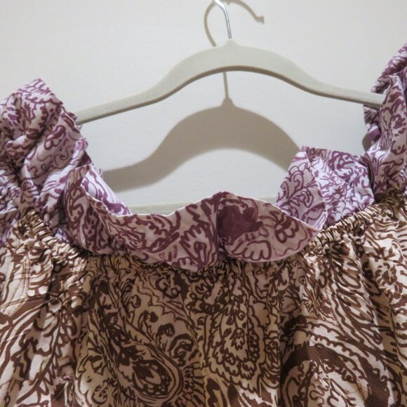 FREE PEOPLE Sophie Off Shoulder Paisley Print Babydoll Mini Dress Boho Festival - Picture 9 of 14